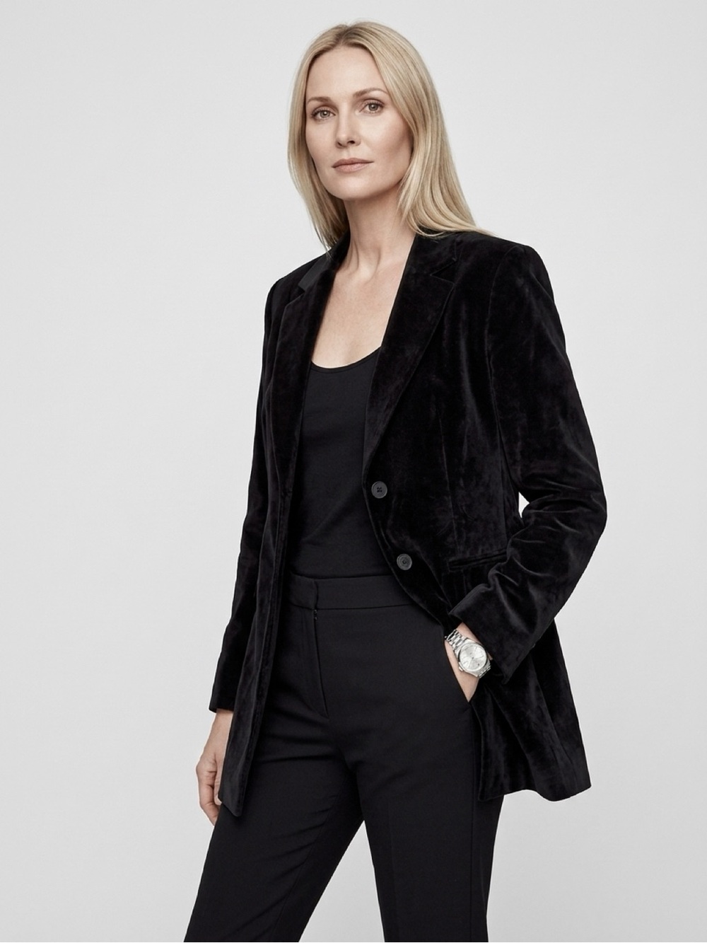 Vintage 90s DKNY Black Velvet Blazer Jacket